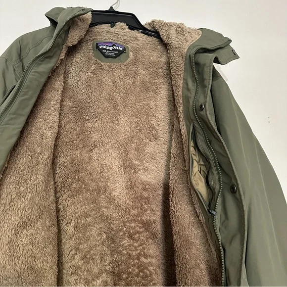 Patagonia XXL Green Isthmus Parka Hooded Mens Jacket Sherpa Lined Ski Snow - Picture 3 of 12